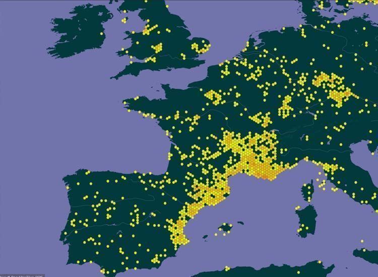Flor de iris Distribución europea