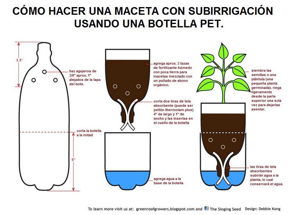 Macetero con botella de agua Maceteros con Botellas de Plástico