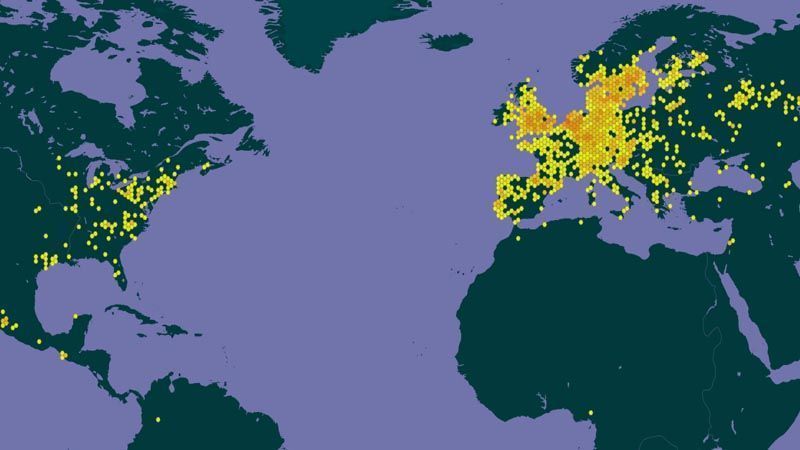 Distribución mundial de Macrolepiota procera
